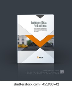 Brochure template layout, cover design annual report, magazine, flyer or leaflet in A4 with arrows, triangles with overlap effect for business with industrial and modern concept. Vector.