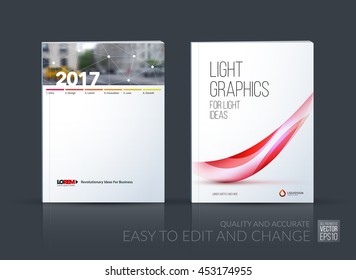 Brochure template layout, cover design annual report, magazine, flyer, leaflet in A4 with red triangle, arrow with overlap effect for business and construction idea. Vector set.