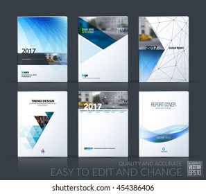 Brochure template layout, cover design annual report, magazine, flyer, leaflet in A4 with blue triangle, arrow, circle, ribbon with overlap effect for business and construction. Vector big mega set.