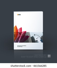 Brochure template layout, cover design annual report, magazine, flyer, leaflet, in A4 with blue abstract flower elements with overlap effect for business and construction idea. Vector.