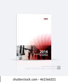 Brochure template layout, cover design annual report, magazine, flyer, leaflet, in A4 with red abstract flower elements with overlap effect for business and construction idea. Vector.