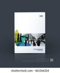 Brochure template layout, cover design annual report, magazine, flyer, leaflet, in A4 with blue abstract flower elements with overlap effect for business and construction idea. Vector.