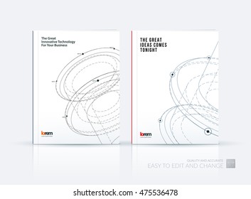 Brochure template layout, cover design annual report, magazine, flyer, leaflet in A4 with 2d drawing, lines, circle with 3d effect for business, construction, engineering. Vector.