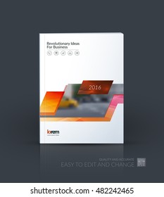 Brochure template layout, cover design annual report, magazine, flyer, leaflet in A4 with red orange dynamic rectangle, triangles with overlap effect for business and technology. Creative artwork.