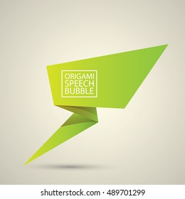 Brochure template layout, cover design template, paper banner, flyer with green paper speech bubble on grey.  vector green sale banner.