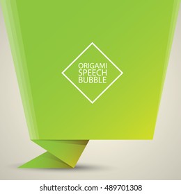 Brochure template layout, cover design template, paper banner, flyer with green paper speech bubble on grey.  vector green sale banner.