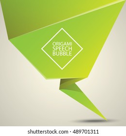 Brochure template layout, cover design template, paper banner, flyer with green paper speech bubble on grey.  vector green sale banner.