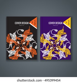 Brochure template layout. Cover design with animal and floral pattern. Vector Illustration.
