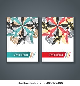 Brochure template layout. Cover design with animal and floral pattern. Vector Illustration.