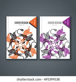 Brochure template layout. Cover design with animal and floral pattern. Vector Illustration.
