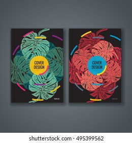 Brochure template layout. Cover design with animal and floral pattern. Vector Illustration.