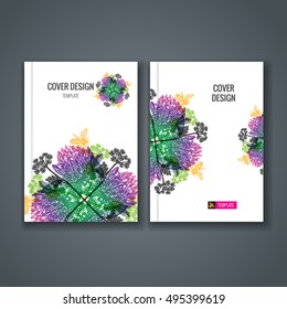 Brochure template layout. Cover design with animal and floral pattern. Vector Illustration.