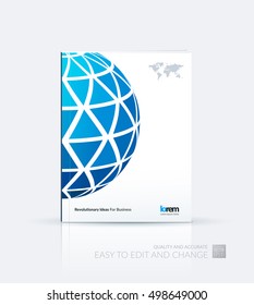 Brochure template layout, cover design annual report, magazine, flyer, leaflet in A4 with blue geometric elements for business and hi-tech. Vector creative.