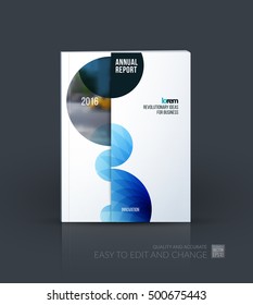 Brochure template layout, cover design annual report, magazine, flyer in A4 with half spheres and rounds for business and finance, shopping concept. Abstract vector design with leaflet mock-up.