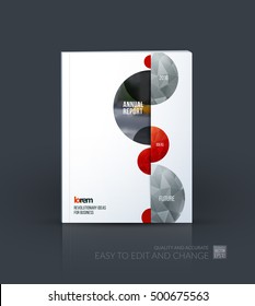 Brochure template layout, cover design annual report, magazine, flyer in A4 with half spheres and rounds for business and finance, shopping concept. Abstract vector design with leaflet mock-up.