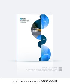 Brochure template layout, cover design annual report, magazine, flyer in A4 with half spheres and rounds for business and finance, shopping concept. Abstract vector design with leaflet mock-up.