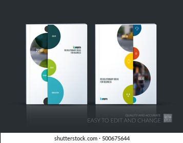 Brochure template layout, cover design annual report, magazine, flyer in A4 with half spheres and rounds for business and finance, shopping concept. Abstract vector design with leaflet mock-up set.