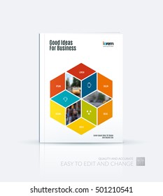 Brochure template layout, cover design annual report, magazine, flyer in A4 with colorful rhombus, rectangle for business and consulting, construction concept. Abstract vector design.