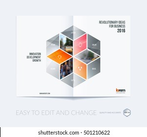Brochure template layout, cover design annual report, magazine, flyer in A4 with rhombus, rectangle for business and consulting, construction concept. Abstract vector design.