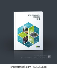 Brochure template layout, cover design annual report, magazine, flyer in A4 with rhombus, rectangle for business and consulting, construction concept. Abstract vector design.
