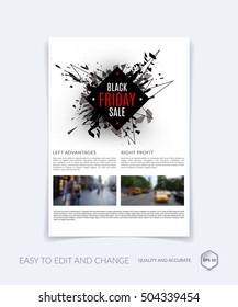 Brochure template layout, cover design annual report, magazine, flyer in A4 with Black Friday sale design label for shopping. Abstract vector design.
