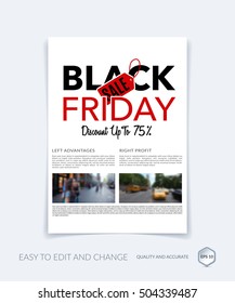 Brochure template layout, cover design annual report, magazine, flyer in A4 with Black Friday sale design label for shopping. Abstract vector design.