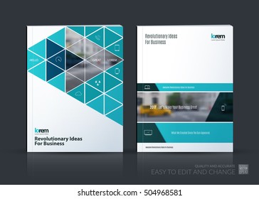 Brochure template layout, cover design annual report, magazine, flyer in A4 with polygonal elements, diagonal, triangles, rectangular for business, technology. Abstract vector design set.