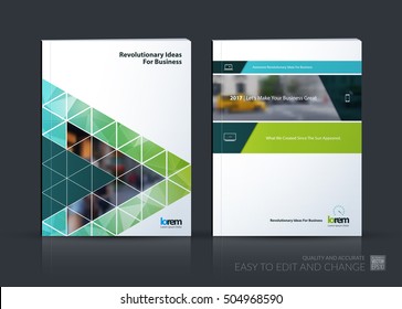 Brochure template layout, cover design annual report, magazine, flyer in A4 with polygonal elements, diagonal, triangles, rectangular for business, technology. Abstract vector design set.