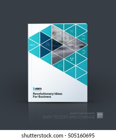 Brochure template layout, cover design annual report, magazine, flyer in A4 with polygonal elements, triangles for business, construction, technology. Abstract vector design.