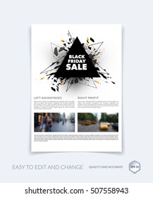 Brochure template layout, cover design annual report, magazine, flyer in A4 with Black Friday sale design label for shopping. Abstract vector design.