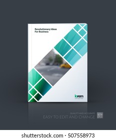 Brochure template layout, cover design annual report, magazine, flyer in A4 with rectangular geometric elements, squares for business, construction.  Abstract vector design.