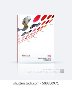 Brochure template layout, cover design annual report, magazine, flyer in A4 with blue perspective rounds, circles, dots, spots for business, finance, science, building. Abstract vector design.