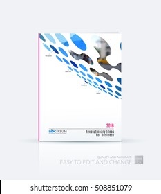 Brochure template layout, cover design annual report, magazine, flyer in A4 with blue perspective rounds, circles, dots, spots for business, finance, science, building. Abstract vector design.