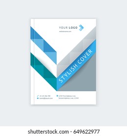 Brochure template layout, cover design annual report, magazine, flyer or booklet in A4 with geometric shapes on polygonal background. Vector illustration of a modern flat style.