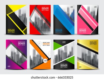 Brochure template layout, cover design annual report, magazine, flyer in A4 size polygonal triangles, Vector set