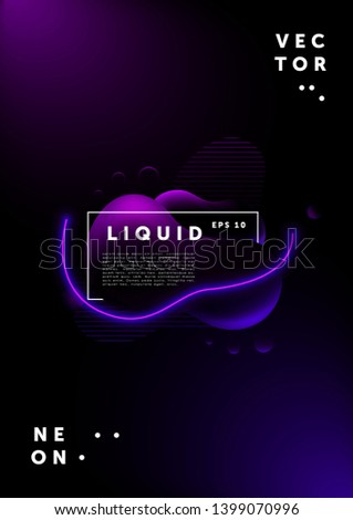 Brochure template layout dark liquid design with neon effect for retrowave or synthwave flyers, covers, posters, cards, invitations, banners. Vector, EPS 10