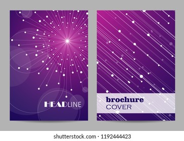 Brochure template layout design. Abstract geometric background with connected lines and dots.