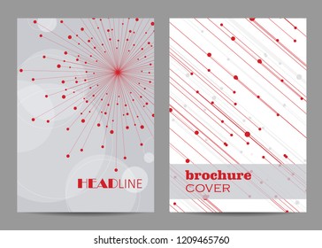 Brochure template layout design. Abstract geometric background with connected lines and dots.