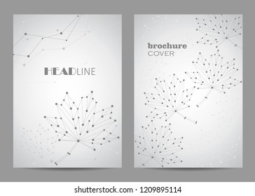 Brochure template layout design. Abstract geometric background with connected lines and dots
