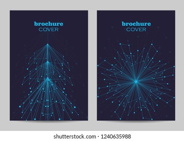 Brochure template layout design. Abstract geometric background with connected lines and dots