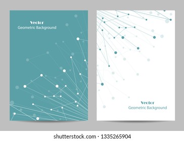 Diseño de diseño de plantilla de folleto. Fondo geométrico abstracto con líneas y puntos conectados.