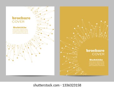 Brochure template layout design. Abstract geometric background with connected lines and dots.