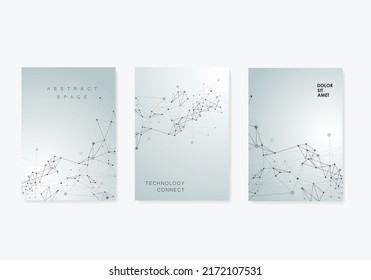 Brochure template layout design. Abstract geometric background with connected lines and dots. Technology polygonal cover