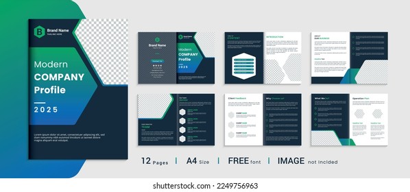 Brochure template layout design, Brochure design with blue gradient modern shapes, annual report minimal, company profile, multipage brochure template layout.