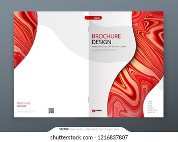 Brochure template layout design. Corporate business annual report, catalog, magazine, flyer mockup. Creative modern bright concept with marble background. Vector