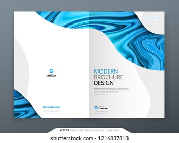 Brochure template layout design. Corporate business annual report, catalog, magazine, flyer mockup. Creative modern bright concept with marble background. Vector