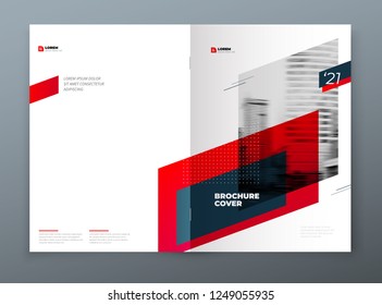 Brochure template layout design. Corporate business annual report, catalog, magazine, flyer mockup. Creative modern bright concept with red dynamic shape