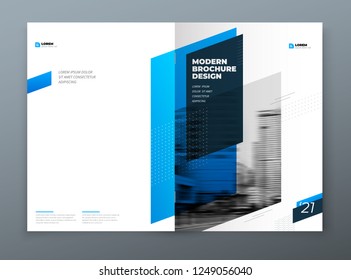 Brochure template layout design. Corporate business annual report, catalog, magazine, flyer mockup. Creative modern bright concept with blue dynamic shape