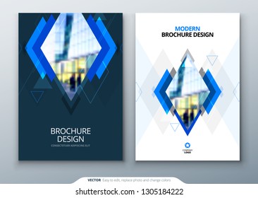 Brochure template layout design. Corporate business annual report, catalog, magazine, flyer mockup. Creative modern bright concept with rhombus shape