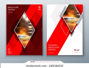 Brochure template layout design. Corporate business annual report, catalog, magazine, flyer mockup. Creative modern bright concept with rhombus shape